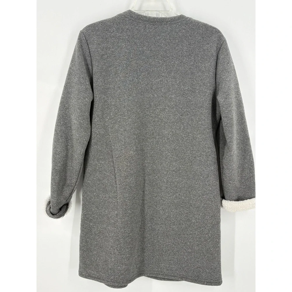JustFashionNow Gray Cat Print Long Sleeve Sherpa Lined Sweatshirt Dress Size‎ L - Picture 2 of 6